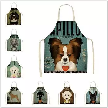 Кухонный фартук, эскиз, одежда для мопса, собаки, кошки, хлопковые льняные фартуки без рукавов с принтом для мужчин и женщин, таблетка для уборки дома Delantal 47x38cm
