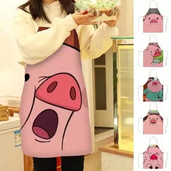 Кухонный фартук без рукавов, пятновыводитель, лен, розовый поросенок, кухонный длинный нагрудник, аксессуары для дома 2