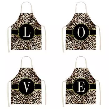 Кухонный фартук без рукавов с леопардовым принтом, льняной нагрудник, женский фартук, фартук для уборки дома, фартук для домашней кулинарии, 47X38 см, 68X55 см 47X38CM
