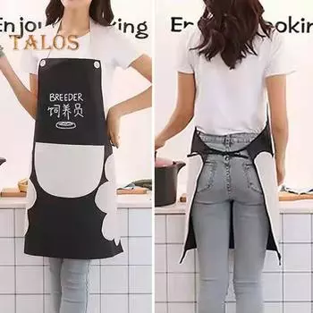 Кухонный фартук, большой карманный, водонепроницаемый, многоразовый, полезный, дизайнерский, кухонный фартук, рабочая одежда, товары для дома чёрный