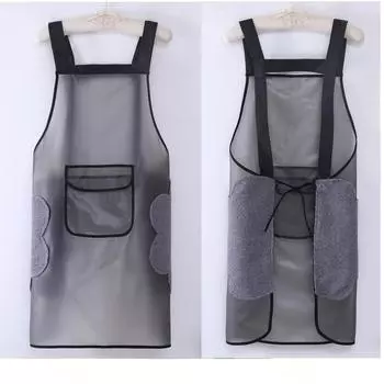 Кухонный фартук для мужчин и женщин, водонепроницаемый прозрачный фартук, моющийся, маслостойкий, кулинарный фартук с карманом для домашнего бара ресторана