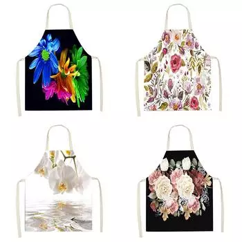 Кухонный фартук, фартук с цветочным принтом, аксессуары для выпечки, фартук для девочек, домашний фартук, женский фартук, фартук для чистки, 47X38 см, 68X55 см 47X38CM