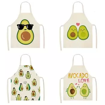 Кухонный фартук Льняной фартук с тропическим принтом авокадо Женский нагрудник для выпечки и приготовления пищи Фартук для уборки дома Детский обеденный фартук 47X38CM