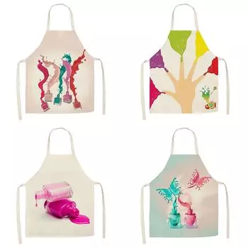 Кухонный фартук, лак для ногтей, женский льняной фартук без рукавов с принтом, мужские и женские инструменты для уборки дома, фартук для уборки сада 47X38CM
