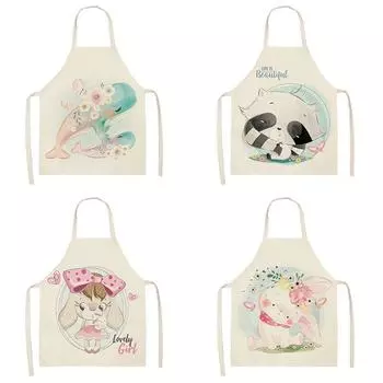 Кухонный фартук от пятен и масла, фартук для шеф-повара, фартук для домохозяйки, белье для приготовления пищи, домашний текстиль, фартук с лисой, кроликом, львом, инструменты для чистки 47X38CM