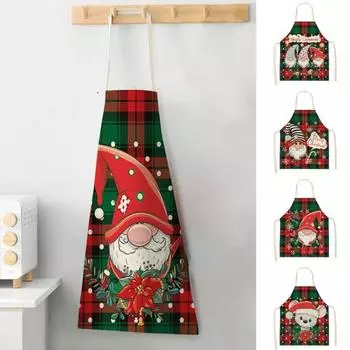 Кухонный фартук Рождественский мультфильм Санта-Клаус Маслостойкая водонепроницаемая одежда для приготовления пищи без рукавов Необрастающий кухонный нагрудник для мытья посуды B