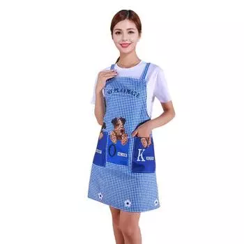 Кухонный фартук с мультяшным рисунком собаки, водонепроницаемый, маслостойкий, полиэстеровый, без рукавов, для дома, ресторана, кафе, уборки дома синий