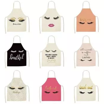 Кухонный фартук с принтом ресниц, фартук для шеф-повара, выпечки, детский обеденный нагрудник, противообрастающие чистящие аксессуары 47x38cm