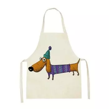 Кухонный фартук с принтом таксы для мужчин и женщин, льняной фартук без рукавов с милой собакой для уборки дома, аксессуары для выпечки в кафе, нагрудник 47x38cm