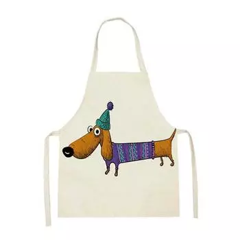 Кухонный фартук с принтом таксы для мужчин и женщин, льняной фартук без рукавов с милой собакой для уборки дома, аксессуары для выпечки в кафе, нагрудник 47x38cm