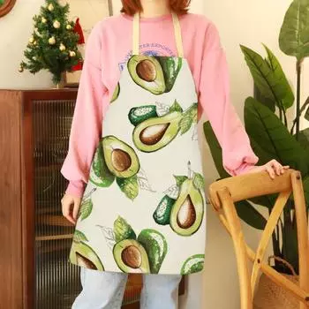 Кухонный фартук Yousheng, мягкая текстура, устойчивая к жиру, льняной, с принтом авокадо, длинный кухонный нагрудник, бытовые принадлежности 4