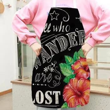 Кухонный фартук Yousheng с мягкой текстурой, пылезащитный льняной цветочный принт, женский нагрудник для шеф-повара, аксессуары для выпечки 2