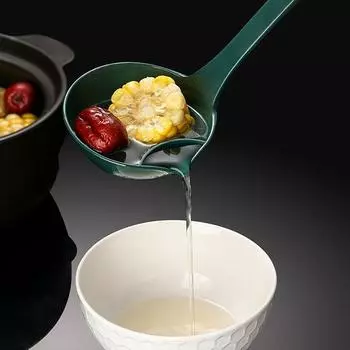Кухонный фильтр-ложка с длинной ручкой, дуршлаг, сепаратор для масла и супа, столовые ложки, креативная посуда, шумовка для кастрюли с отверстиями синий