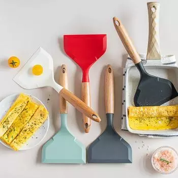 Кухонный гаджет для готовки с антипригарным покрытием силиконовая лопатка с широким горлом для приготовления омлета, блинов, яичницы-глазуньи, кухонные принадлежности белый