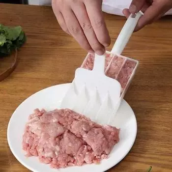 Кухонный инструмент для приготовления фрикаделек, 4 сетки, нескользящая ручка, компактный дизайн для хранения, пресс для рыбных шариков, форма для фрикаделек белый