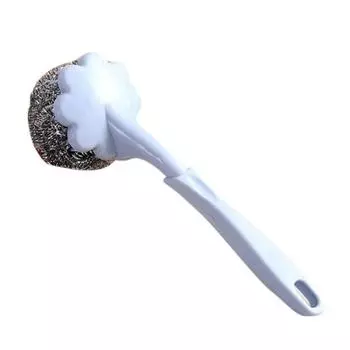 Кухонный инструмент с длинной ручкой, щетка для мытья кастрюль, бытовая щетка для мытья мисок синий