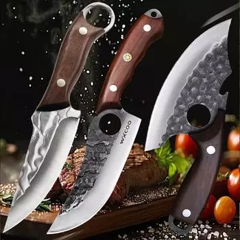 Кухонный измельчитель ручной работы из кованой высокоуглеродистой стали, нож для рыбалки, нож для обвалки, набор кухонных ножей 3 PCS