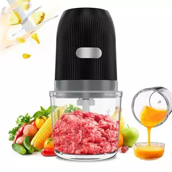 Кухонный комбайн 4 в 1 TULLRAS 500 Вт Высокомощный измельчитель продуктов Электрический миксер продуктов 2 скорости 6 лезвий Резак 600 мл Компактный кухонный прибор Экономия места