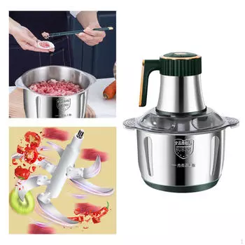 Кухонный комбайн Электрический измельчитель бытовой мощный 5 л автоматическая мясорубка для овощей зелёный