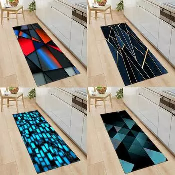 Кухонный коврик, домашний коврик для входной двери, геометрический узор, прикроватный коврик для спальни, нескользящий ковер для коридора 50x80cm
