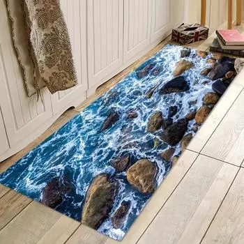 Кухонный коврик с морским камнем, мягкий утолщенный кухонный коврик, водонепроницаемый нескользящий маслостойкий напольный коврик, коврик для бега 40*60