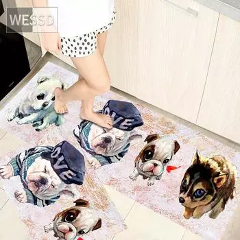 Кухонный коврик с рисунком собаки и кошки, милый набор ковриков для ванной комнаты, комплект из 2 предметов, домашний коврик для туалета, коврик для туалета, бегун 40x60 см, 40x120 см 40x60cm+40x120cm