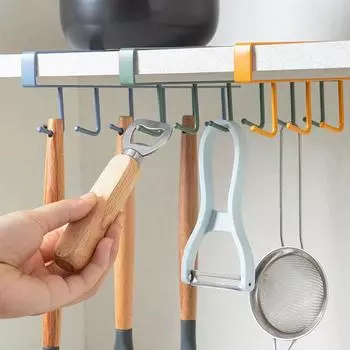 Кухонный крючок для подставки Free Punch No Trace Holder Многофункциональный крючок для одежды Вешалка для кухонных мелочей синий