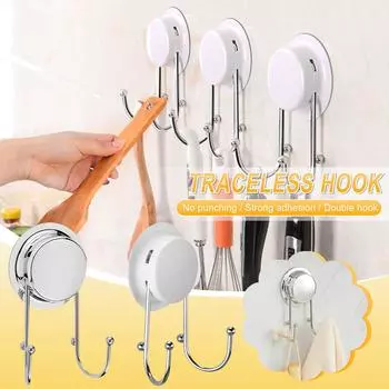 Кухонный крючок из нержавеющей стали, неперфорированный, прочный клейкий крючок, бесшовная вешалка для ванной комнаты, крючок для одежды One Size белый