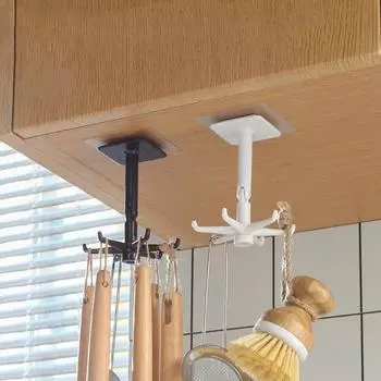 Кухонный крючок, многофункциональные крючки, вращающаяся на 360 градусов вращающаяся стойка для органайзера и вешалки для хранения ложек, аксессуаров белый