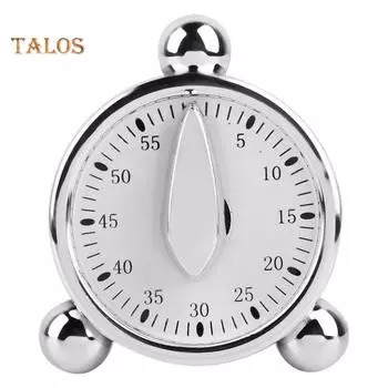 Кухонный механический таймер на 60 минут, напоминание о приготовлении пищи, обратный отсчет, будильник серебряный