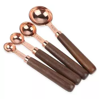 Кухонный мерный стакан для выпечки, набор из 4 мерных ложек, набор из 4 утолщенных мерных ложек с медным покрытием