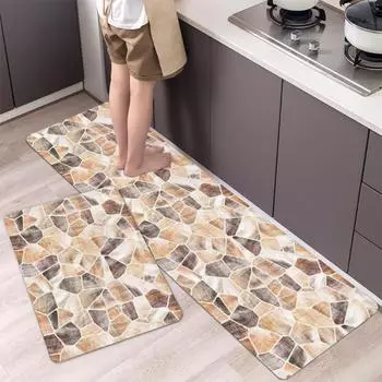 Кухонный напольный коврик с геометрическим нерегулярным каменным принтом для декора гостиной, ковер для дома, входной коврик, противоскользящий коврик для балконной двери 1pc 40x60cm
