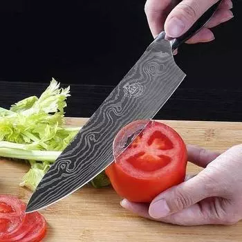 Кухонный нож 8-дюймовый нож шеф-повара из нержавеющей стали Премиум 7Cr17 Тесак для замороженного мяса с деревянной ручкой 1pc knife..