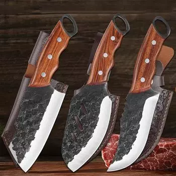 Кухонный нож для мяса, ручной работы, нож для разделки мяса, кованый нож для обвалки мяса, нож для резки барбекю, нож для рыбалки, нож для нарезки и очистки мяса, универсальный нож
