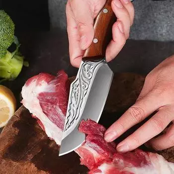 Кухонный нож для обвалки мяса, кованый нож ручной работы, нож для нарезки фруктов, мясной тесак, поварской нож из нержавеющей стали для разделки мяса