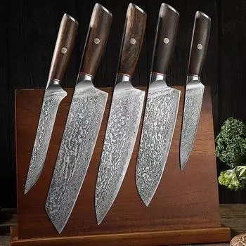 Кухонный нож из дамасской стали, нож шеф-повара в японском стиле, нож для резки мяса высокой твердости, острый нож для резки мяса, инструмент для приготовления пищи 5pcs