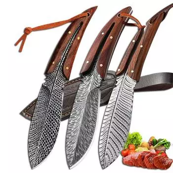 Кухонный нож из нержавеющей стали для обвалки мяса, нож для нарезки мяса, нож для барбекю, рыбалки с чехлом