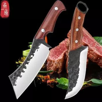 Кухонный нож из нержавеющей стали, кованый нож ручной работы, мясной тесак, нож для обвалки, нож для фруктов и овощей, кухонные принадлежности