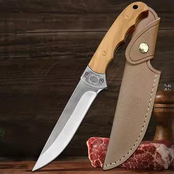 Кухонный нож из нержавеющей стали, нож для обвалки мяса, высококачественный топорик для резки мяса, барбекю, очистки овощей, рыбы, разделочный нож с ножнами