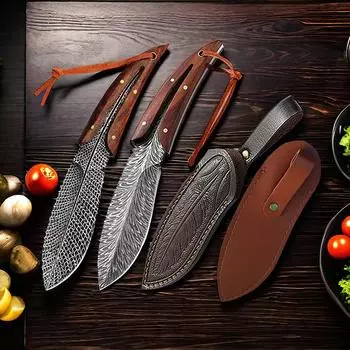 Кухонный нож из нержавеющей стали, нож для разделки мяса, рыболовный нож для барбекю, разделочный нож, топор с ножнами