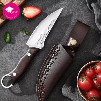 Кухонный нож из нержавеющей стали с деревянной ручкой и крышкой, ножи шеф-повара, нож для очистки овощей, нож для мяса, фруктов, резак для приготовления пищи