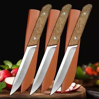 Кухонный нож из нержавеющей стали с деревянной ручкой, нож для нарезки стейков, обвалки, топор