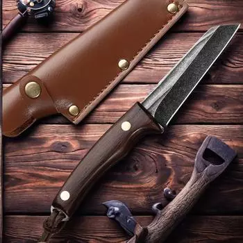 Кухонный нож ручной ковки из нержавеющей стали, нож для обвалки мяса, кованый мясницкий нож, толстые и прочные ножи, деревянная ручка