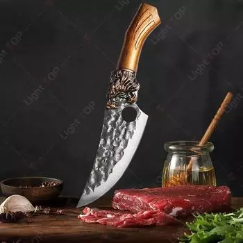 Кухонный нож ручной ковки, нож для обвалки из нержавеющей стали, нож для барбекю из баранины, нож для чистки фруктов, мясницкий нож-тесак, кухонные принадлежности