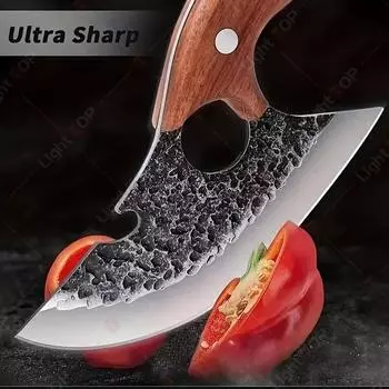 Кухонный нож ручной ковки с полным хвостовиком, нож для резки мяса, открывалка для бутылок, многофункциональный нож для барбекю, стейка, баранины, кухонные принадлежности