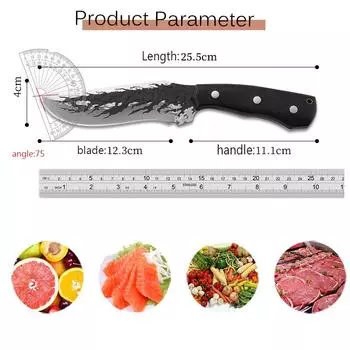 Кухонный нож ручной работы, кованый нож для обвалки, нож для мяса из нержавеющей стали, нож для фруктов, нож для овощей и мяса с ножнами