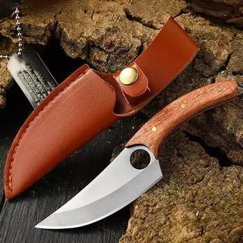 Кухонный нож с чехлом для ножа, кованый нож для разделки мяса, фруктовые ножи с деревянной ручкой, острый нож для барбекю и суши Hnadmade красный