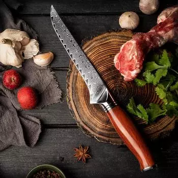 Кухонный нож YARENH для обвалки филе, 6,5 дюймов, японская 67-слойная дамасская сталь, ручка премиум-класса Dalbergia, кухонный нож для обвалки костей