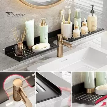 Кухонный органайзер, металлическая полка для раковины, полая конструкция, устойчивая к коррозии, полка для ванной, подставка для посуды, мыла, держатель для губки чёрный