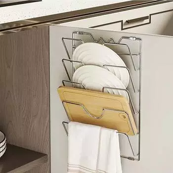 Кухонный органайзер, настенная подвесная полка для крышки кастрюли, пятислойная крышка для кастрюли, металлическая нержавеющая многофункциональная стойка, стеллаж для хранения крышки кастрюли